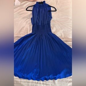 Blue satin midi dress